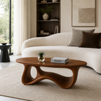 Sculptural Wave Wooden Coffee Table – Modern Curved Design