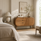 Curved Sideboard – Solid Wood Storage Cabinet for Living Room