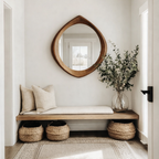 Organic Wooden Wall Mirror – Modern Natural Home Decor Accent