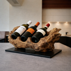Wooden Wine Bottle Holder – Natural Tabletop Display