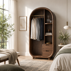 Arched Wood Wardrobe – Solid Wood Clothing Cabinet for Bedroom Decor