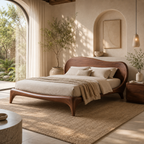Curved Bed Frame – Solid Wood Platform Bed for Modern Bedroom