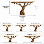 Tree Base Wood Console Table – Solid Wood Entryway Table with Sculptural Branch Base