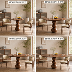 Round Wood Dining Table – Solid Wood Pedestal Table with Sculptural Ball Base for Dining Room Decor