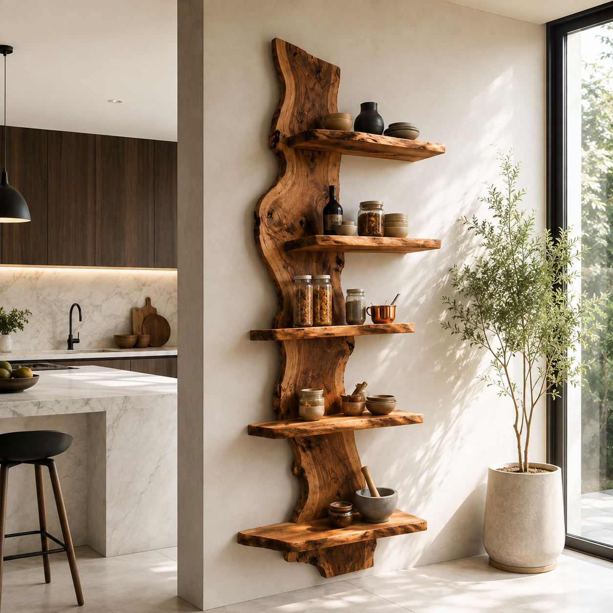 Live Edge Wood Wall Shelf