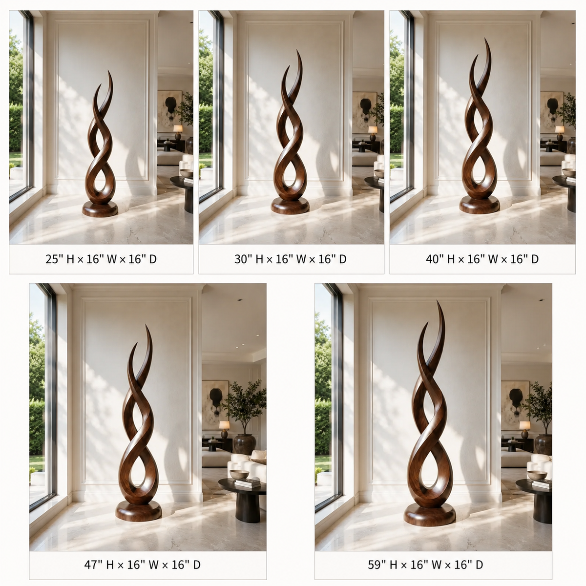 Twisted Wood Sculpture – Sculptural Solid Wood Art for Modern Home