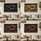 Hummingbird Flower Wood Wall Art – Solid Wood 3D Relief Carving for Home Decor