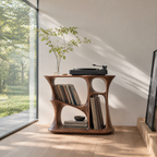 Sculptural Side Table – Solid Wood Accent Table for Living Room