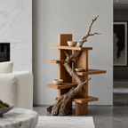Branch Wood Display Shelf – Solid Wood Standing Shelf with Natural Driftwood Accent