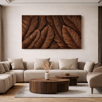 Carved Wooden Wall Art – Modern Natural Leaf Wall Sculpture