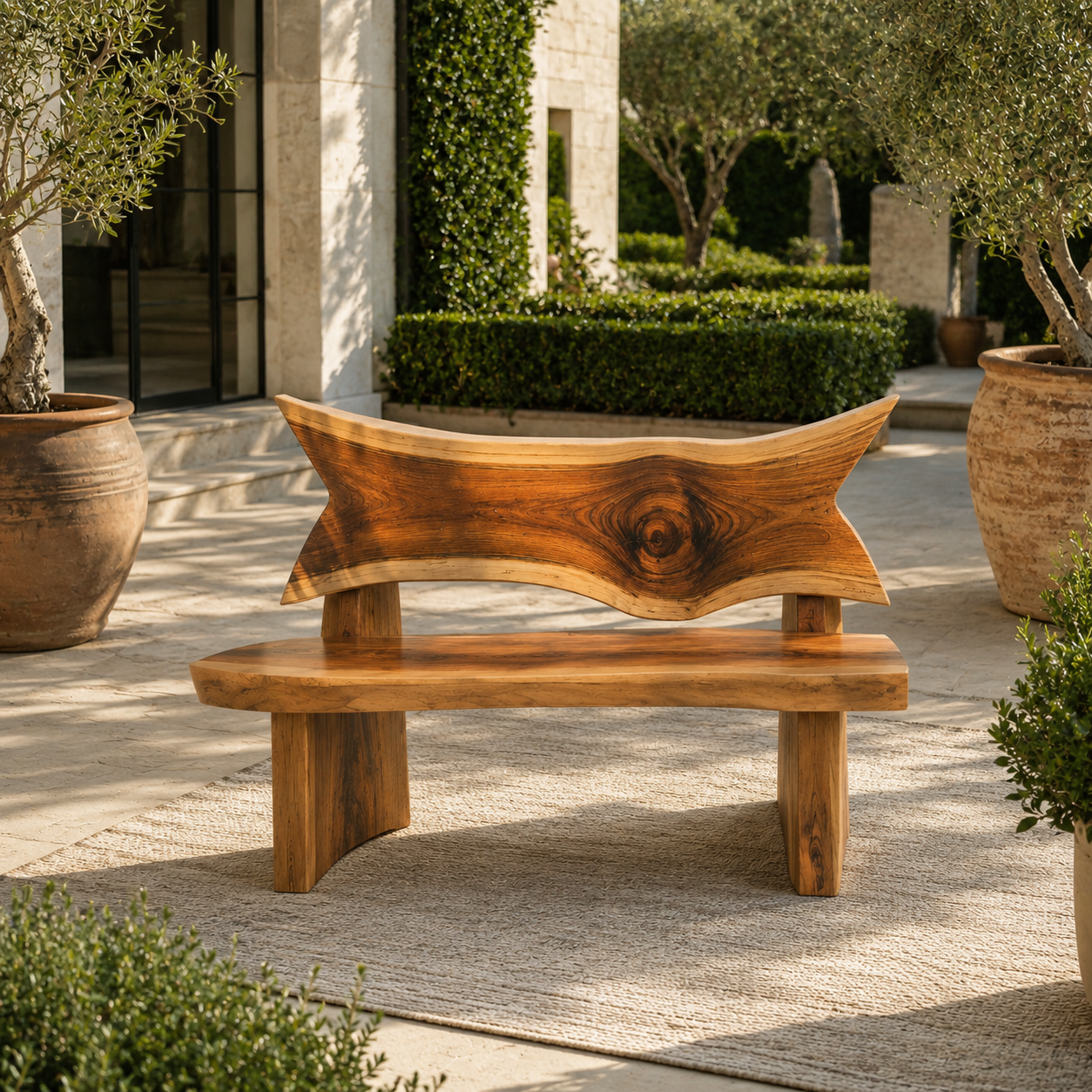 Live Edge Wood Outdoor Bench – Solid Wood Garden Bench for Patio Decor