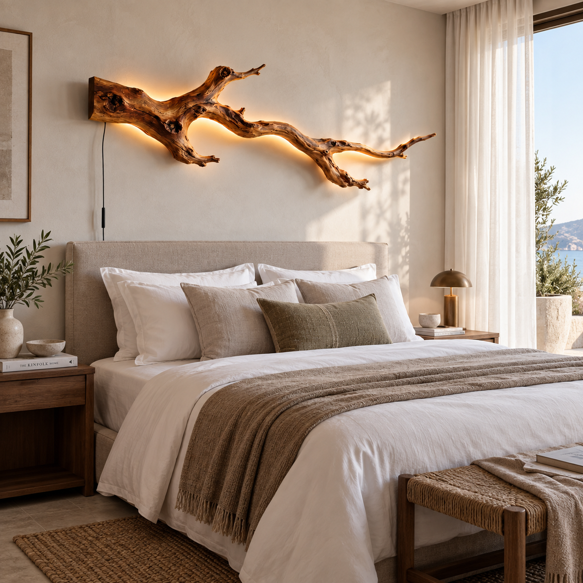 Backlit Natural Branch Wood Wall Light