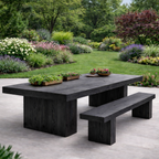 Outdoor Dining Set – Solid Wood Table with Benches for Garden and Patio