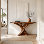 Sculptural Fluted Wood Console Table