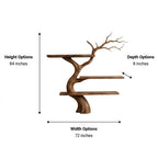 Tree Branch Wood Bookshelf – Solid Wood Wall Shelf with Sculptural Tree Design