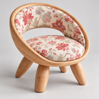 Floral Upholstered Curved Wood Accent Chair