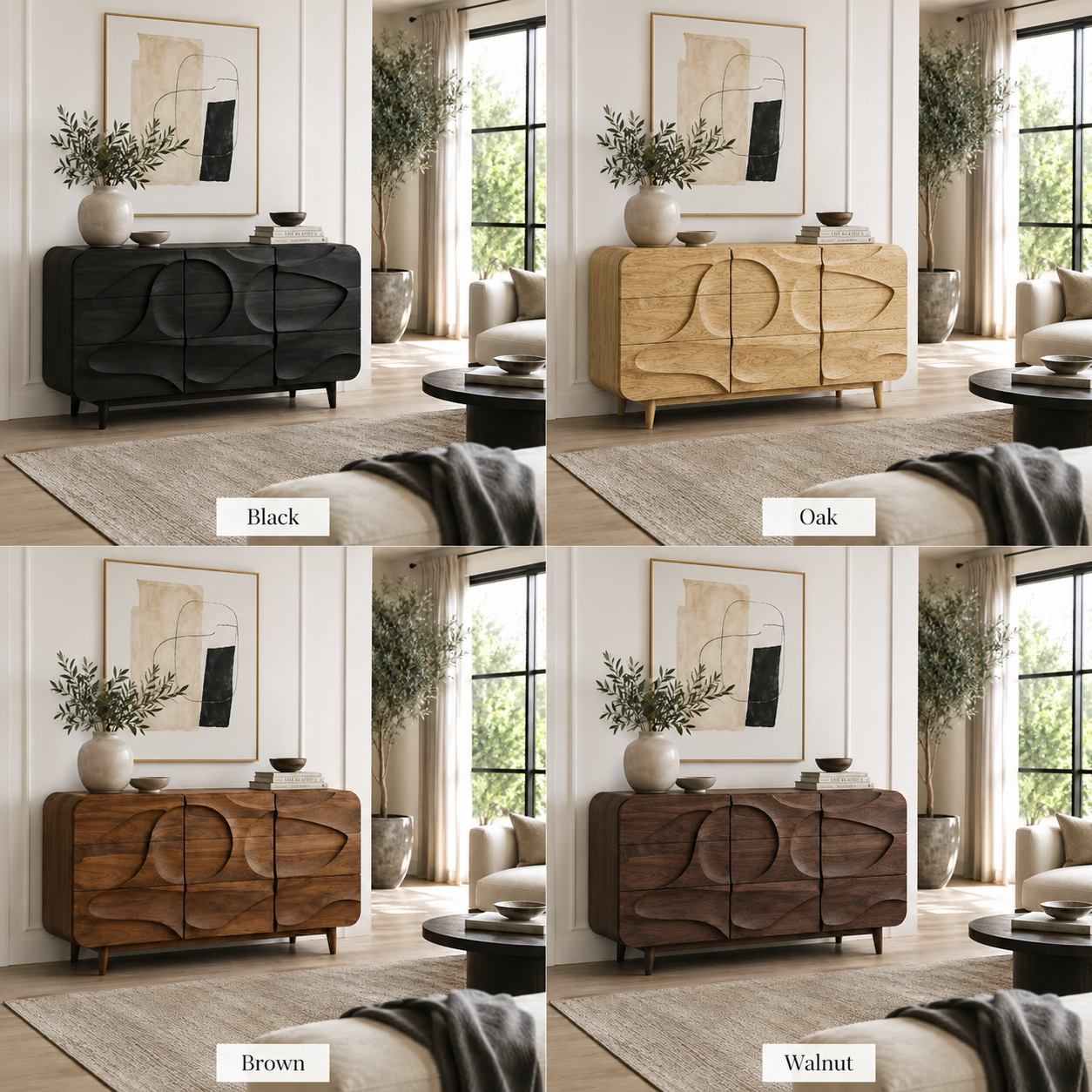Wave Sideboard – Solid Wood Storage Cabinet for Living Room