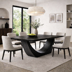 Modern Solid Wood Dining Table with Sculptural Base | Contemporary Statement Dining Table