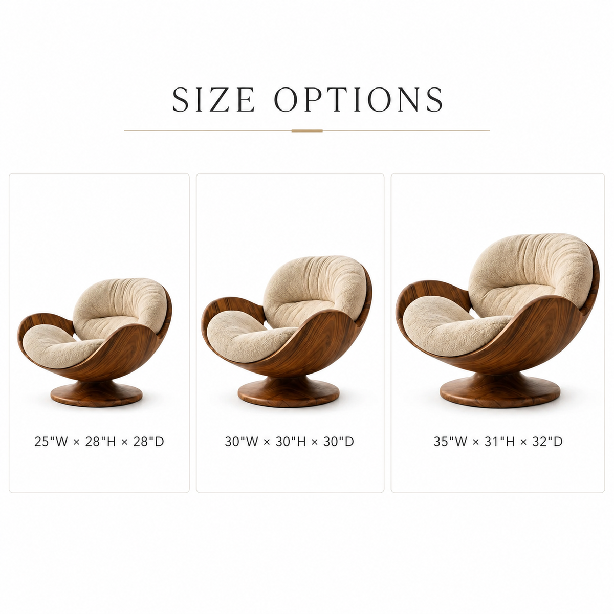 Sculptural Lounge Chair – Solid Wood Accent Chair for Living Room