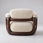 Sculptural Bouclé Swivel Lounge Chair