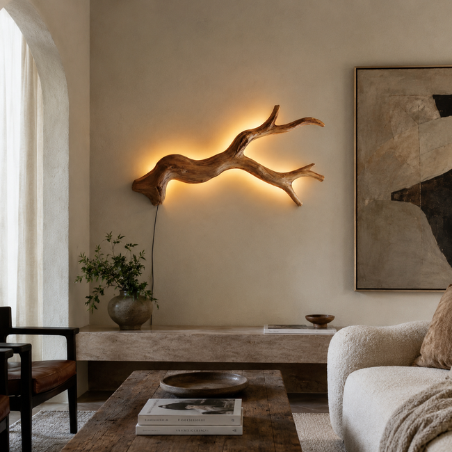 Driftwood Wall Light – Natural Wood Branch LED Wall Decor for Bedroom Decor Hover Image
