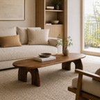 Arched Base Oval Wood Coffee Table