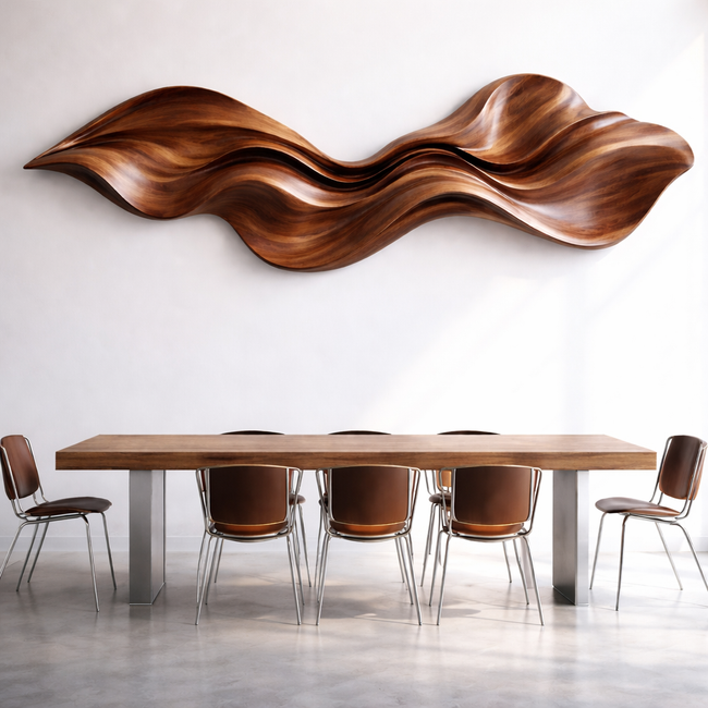 Organic Wave Wooden Wall Art | Sculptural Modern Wood Wall Décor Main Image