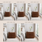 Rounded Wood Nightstand – Solid Wood Bedside Table for Bedroom Decor