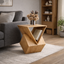 Geometric Sculptural Wooden Side Table – Modern Accent Furniture