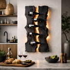 Wall-Mounted Wine Rack – Sculptural Solid Wood Bottle Holder with LED Lighting