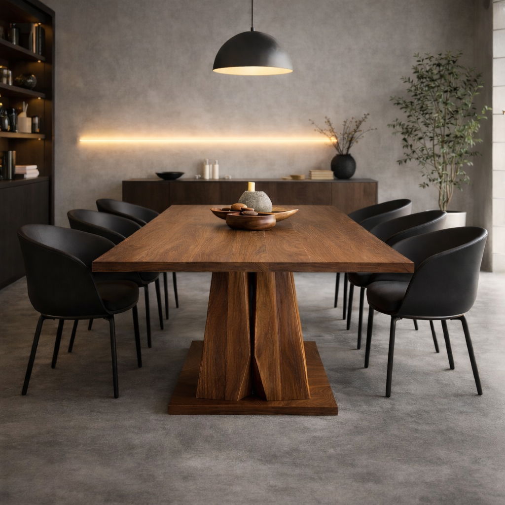 Sculptural Dining Table – Handmade Solid Wood Table for Modern Dining Room