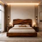 Live Edge Storage Bed – Solid Wood Bed Frame with Sculptural Headboard