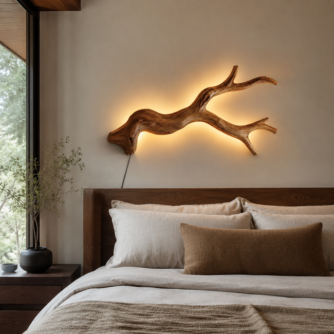 Driftwood Wall Light – Natural Wood Branch LED Wall Decor for Bedroom Decor Main Image