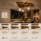 Live Edge Ceiling Light – Solid Wood Pendant Lamp with Hanging Bulbs