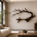 Branch Wood Wall Shelf – Solid Wood Floating Display Shelf with Natural Tree Form