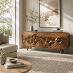 Carved Sideboard – Solid Wood Storage Cabinet for Living Room