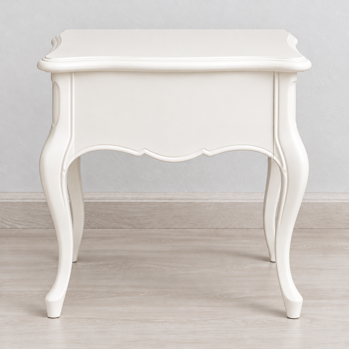 Vintage Curved Leg Nightstand with Patterned Drawer