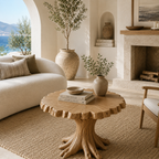 Rustic Tree Root Side Table – Solid Wood Accent Table for Living Room and Bedroom Decor