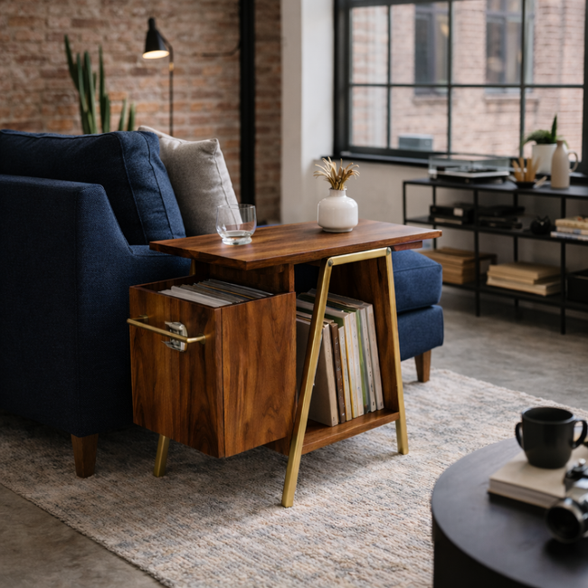 Solid Wood Side Table – Modern Natural Accent Table Main Image