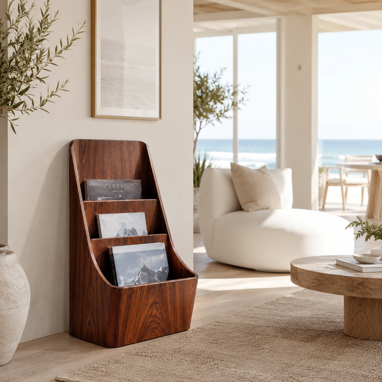 Magazine Rack – Solid Wood Display Stand for Reading Corner