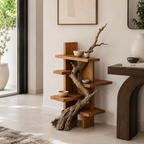 Branch Wood Display Shelf – Solid Wood Standing Shelf with Natural Driftwood Accent