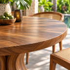 Sculptural Petal Base Round Wood Dining Table