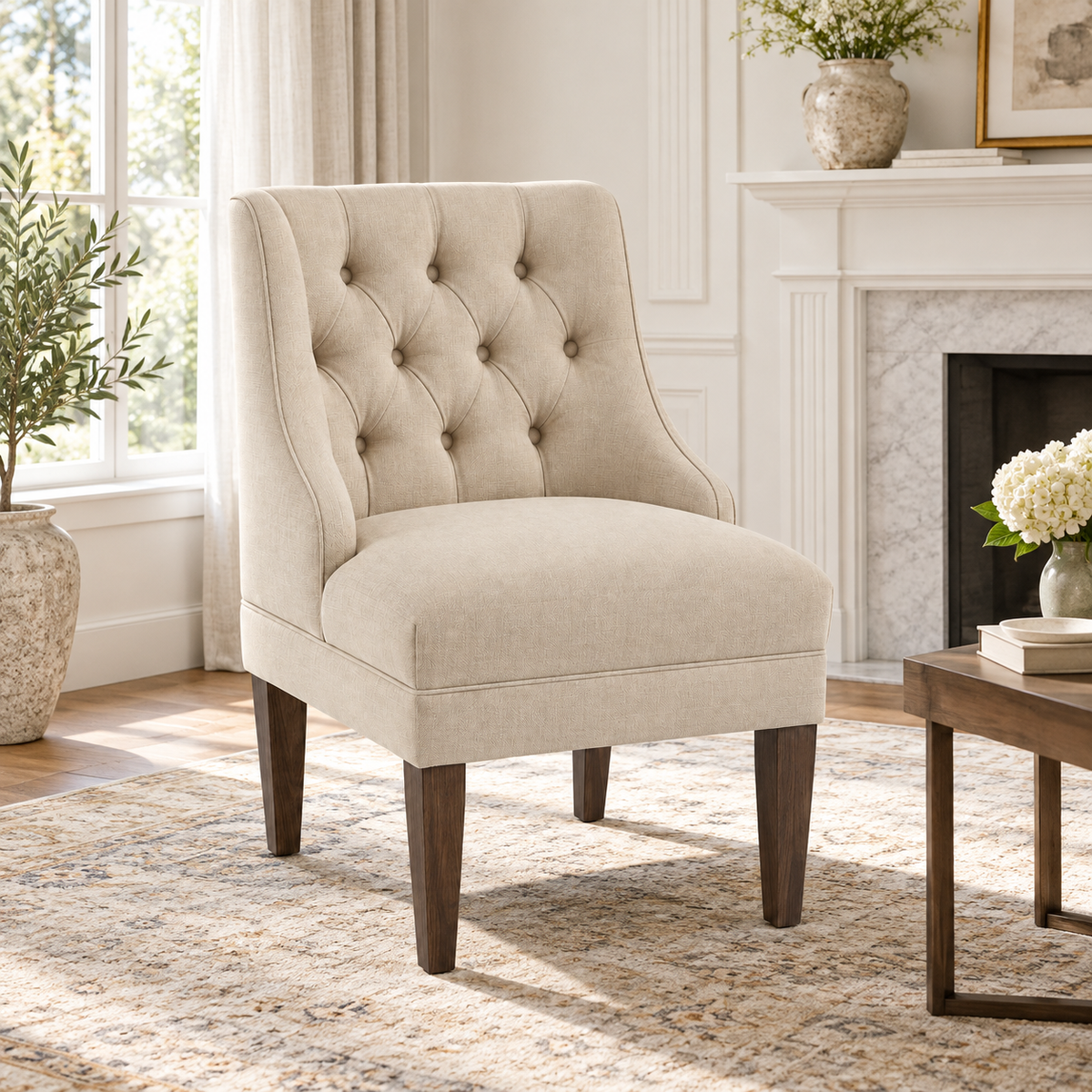 Tufted Upholstered Accent Chair