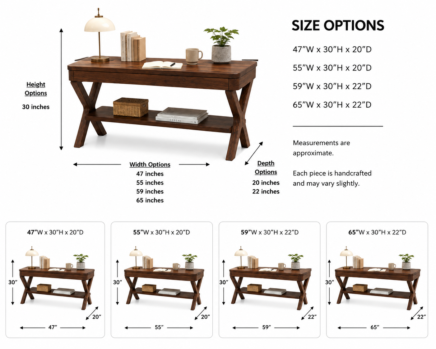Solid Wood Writing Desk – Wooden Office Desk with Lower Storage Shelf for Home Office Decor