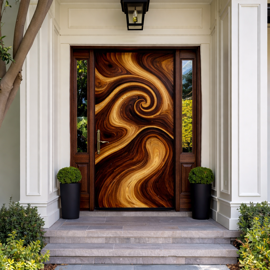 Solid Wood Entry Door – Handcrafted Natural Wooden Door Design