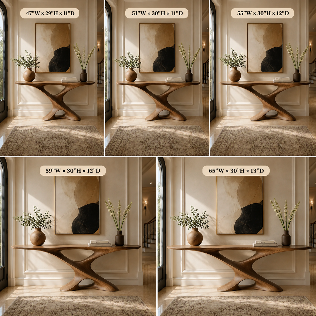 X-Base Console Table – Sculptural Solid Wood Entryway Table