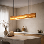 Live Edge Pendant Light – Solid Wood Linear Light for Kitchen Island or Dining Room