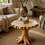 Rustic Tree Root Side Table – Solid Wood Accent Table for Living Room and Bedroom Decor