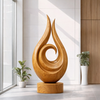 Wooden Outdoor Sculpture – Modern Natural Art Decor