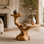 Tree Stump Side Table – Solid Wood Accent Table for Living Room